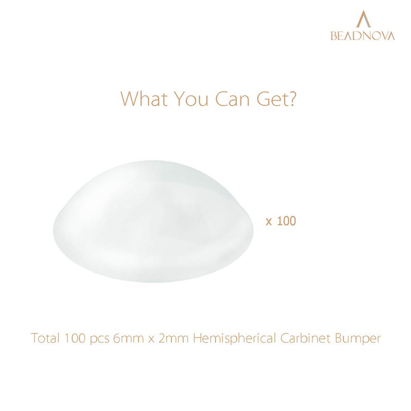 BEADNOVA Cabinet Door Bumper 100Pcs Clear Cupboard Cabinet Pads Cushion Pads Self Adhesive Furniture Bumper for Door Drawer (Hemispherical, 6x2mm) - Image 3